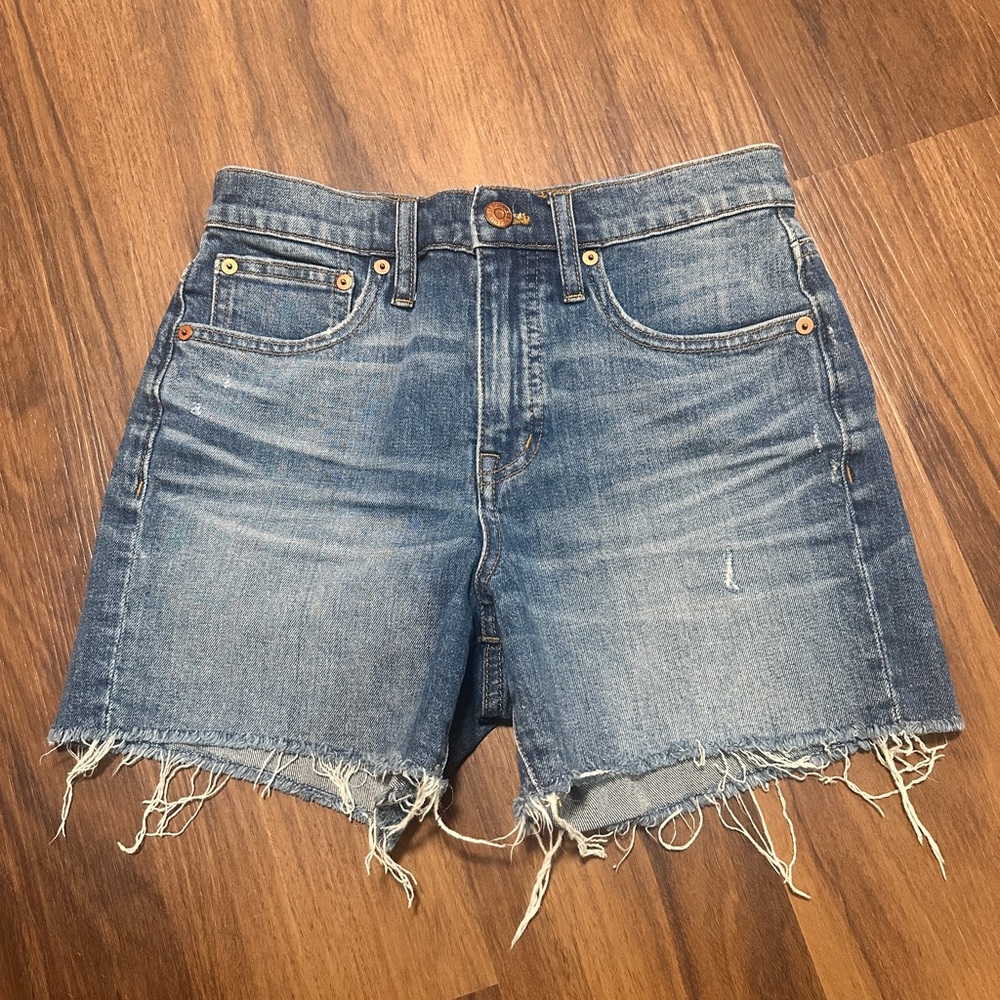 Madewell Blue Frayed Denim Jean Shorts